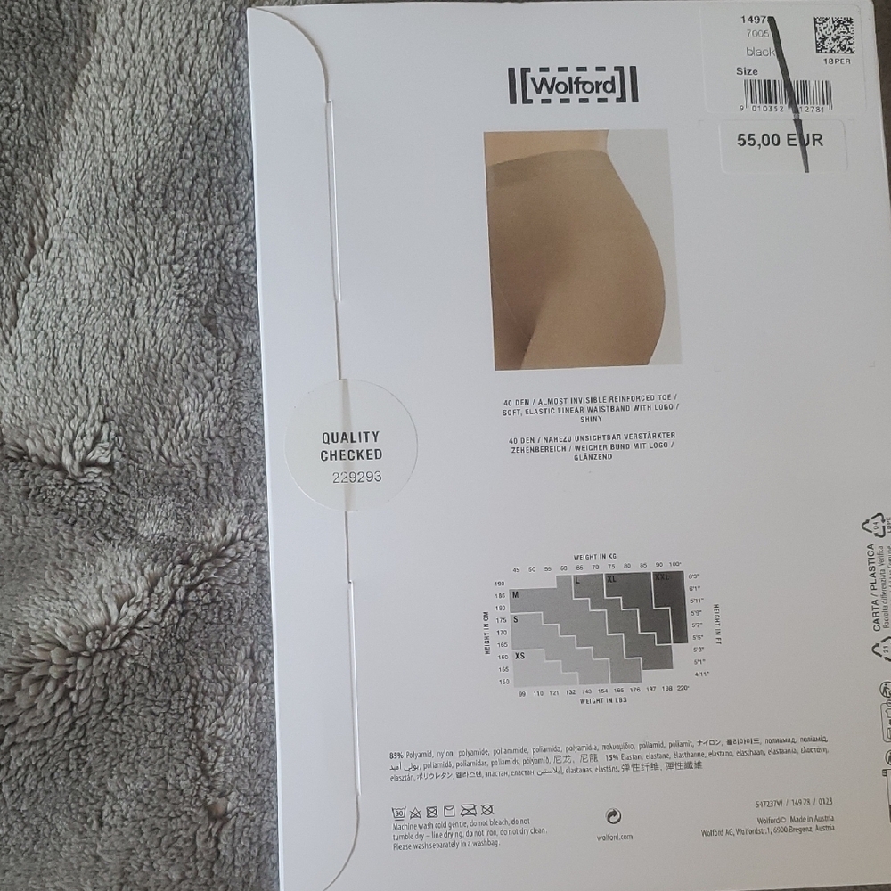 Wolford Neon 40 Tights - Black , Made In Austria, NEW - Picture 6 of 10